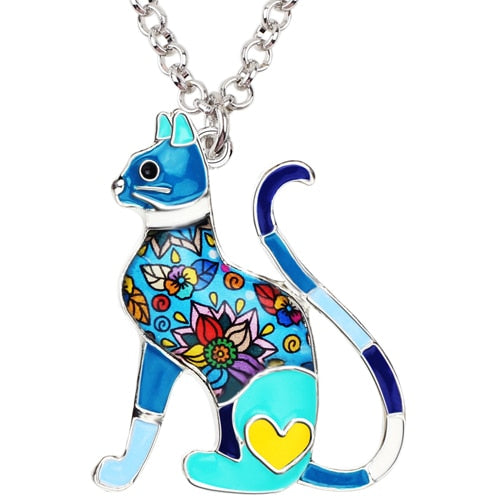 // LookAtMeow // Floral Kitten Cat Necklace Pendant