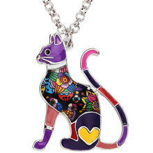 Load image into Gallery viewer, // LookAtMeow // Floral Kitten Cat Necklace Pendant