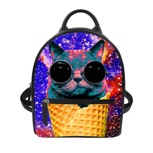 LookAtMeow // Cat Backpack  PU Leather Galass Cat